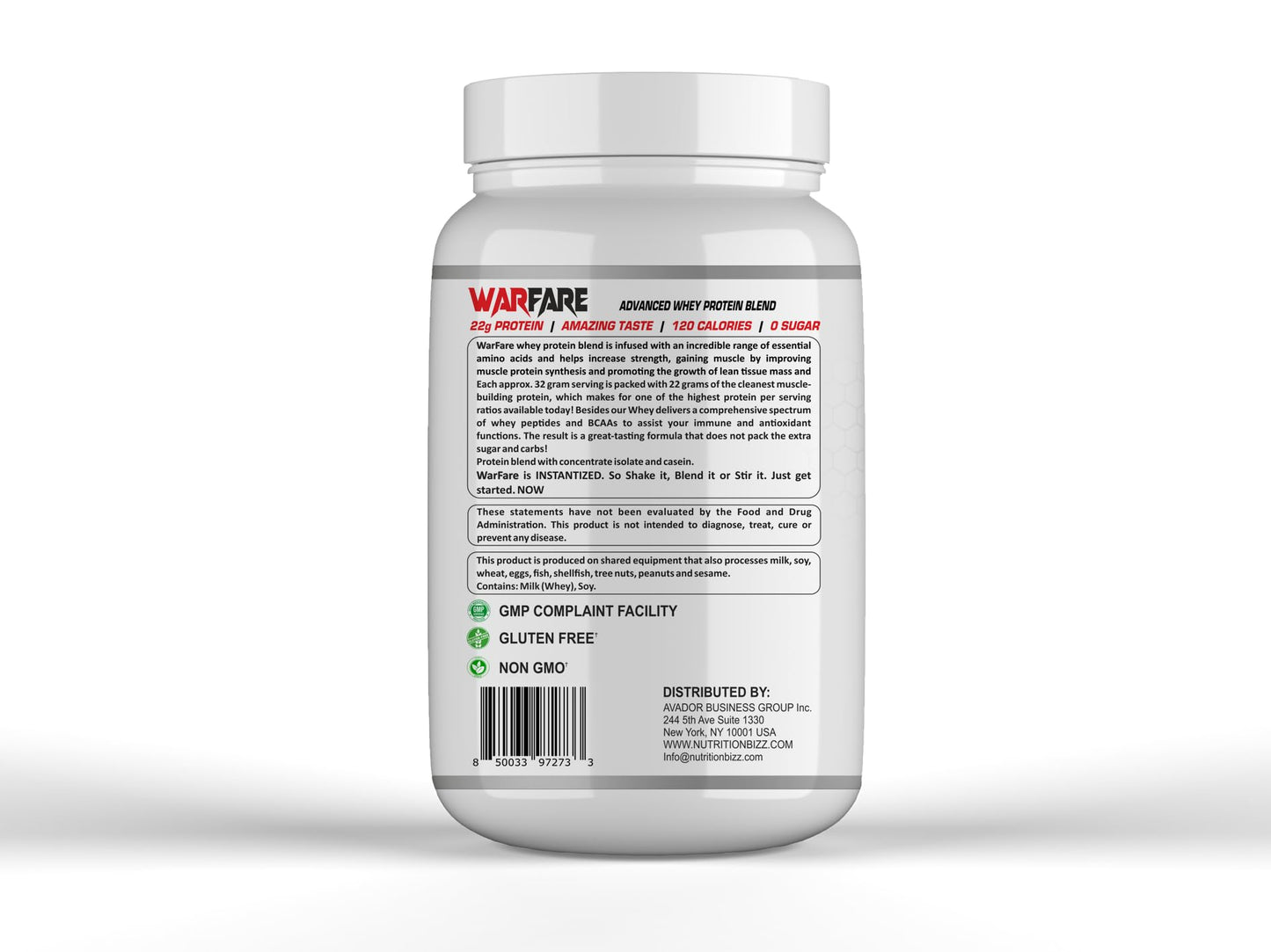 NutritionBizz Warfare 2 lb Advanced Whey Protein Blend Powder, 32 Servings