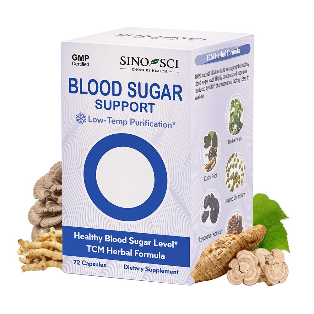 Sino-Sci Blood Sugar Formula Supplement, Cardiovascular Health, 5-in-1 Natural Herbal Blend Capsules, 72