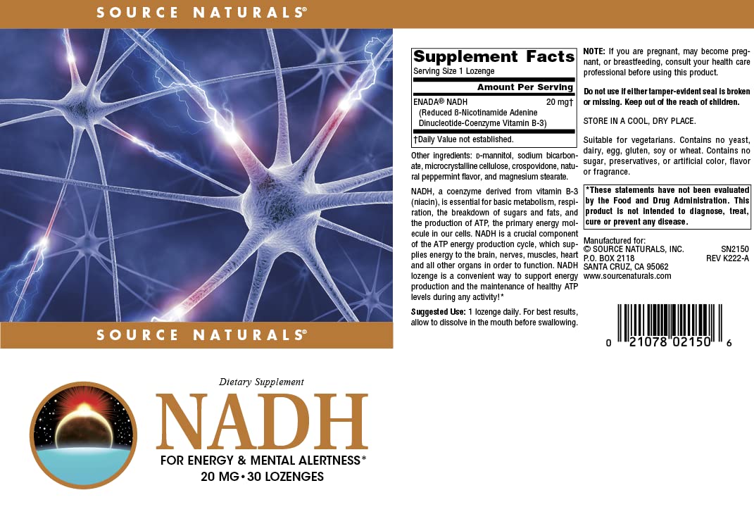 Source Naturals NADH 20mg Lozenges, 30