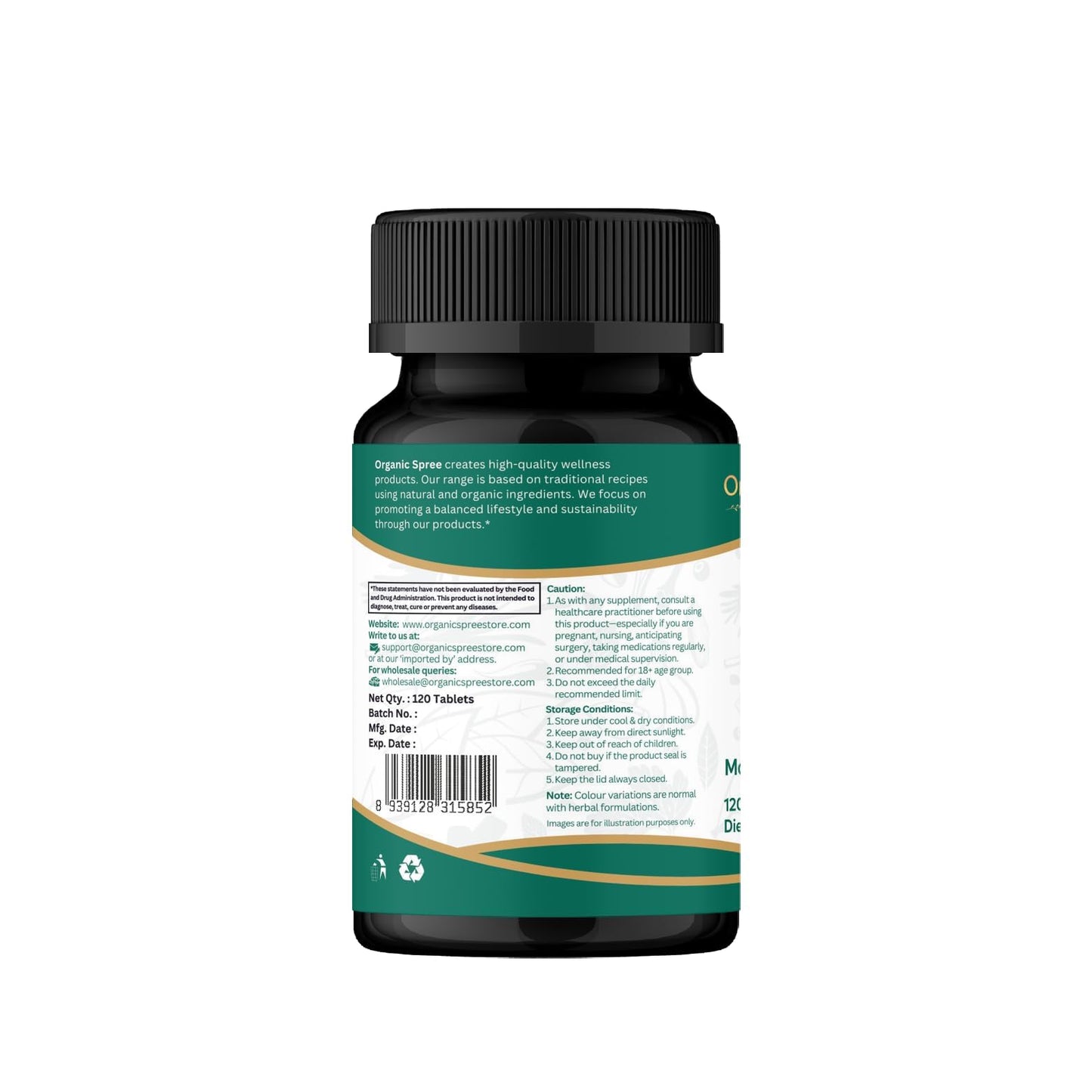 Organic Spree Moringa Oleifera Tablets 120 Tablets