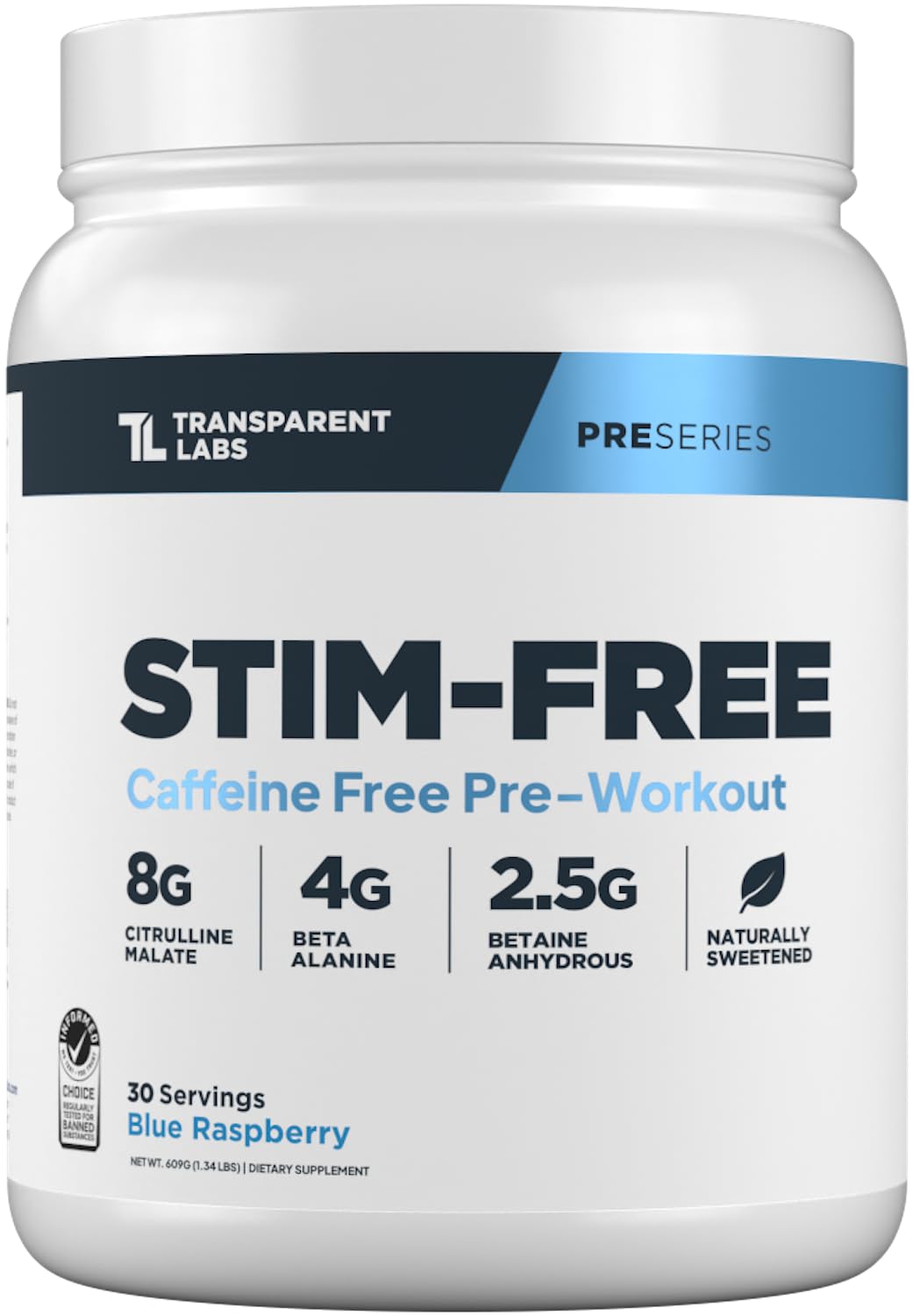 Transparent Labs Stim-Free Pre-Workout Powder 30 Servings