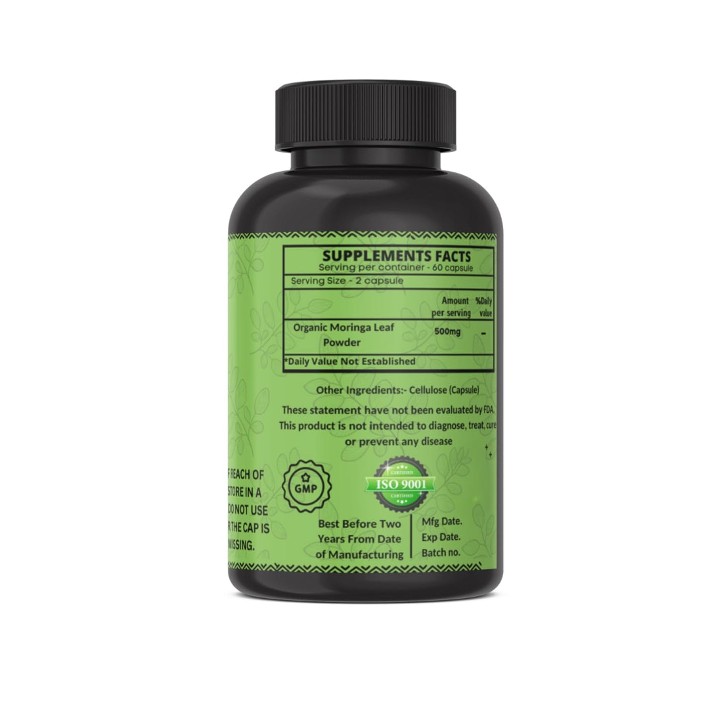 Heroot Organic Moringa Capsules 120 Count
