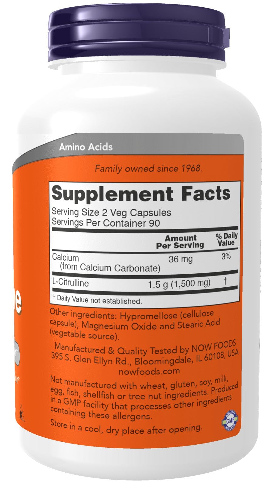 NOW Foods L-Citrulline 750 mg Capsule, 180 Capsules