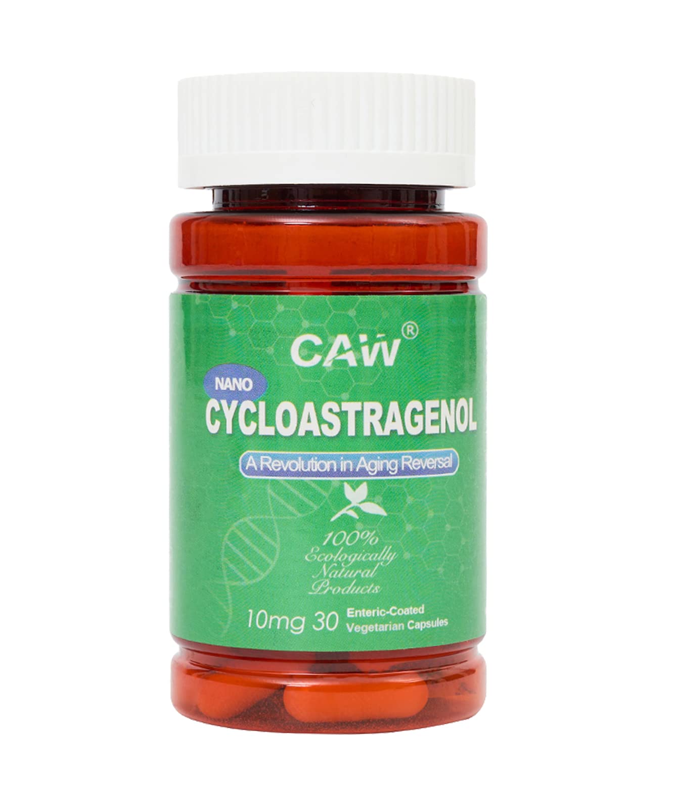 CAW Nano Cycloastragenol 10Mg Enteric-Coated Vegetarian Capsule, 30 Count