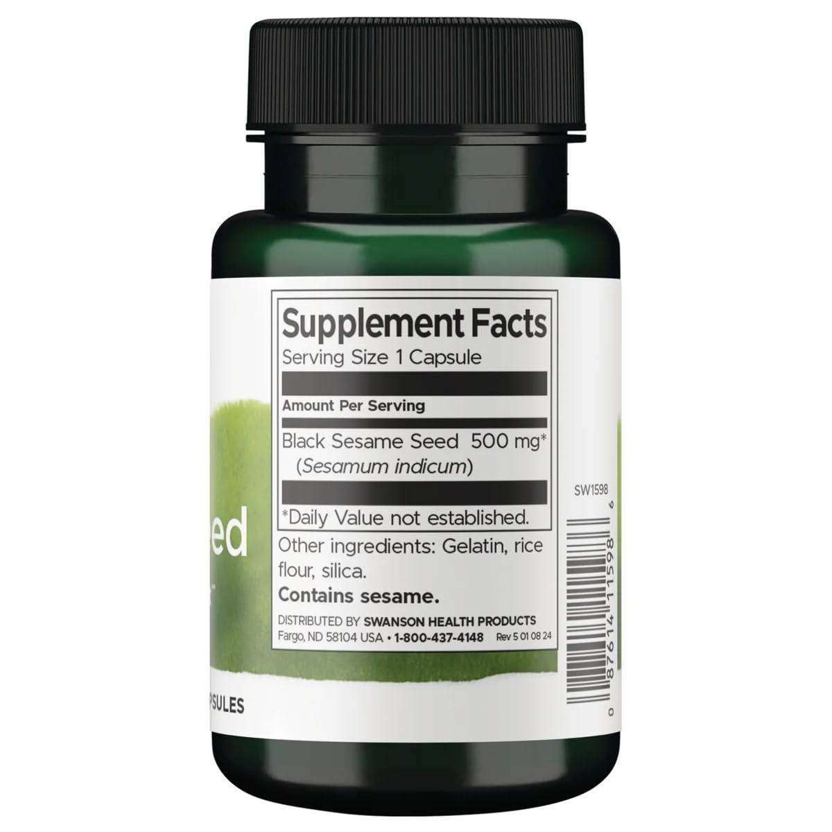 Swanson Full Spectrum Black Sesame Seed 500 mg Capsules 120