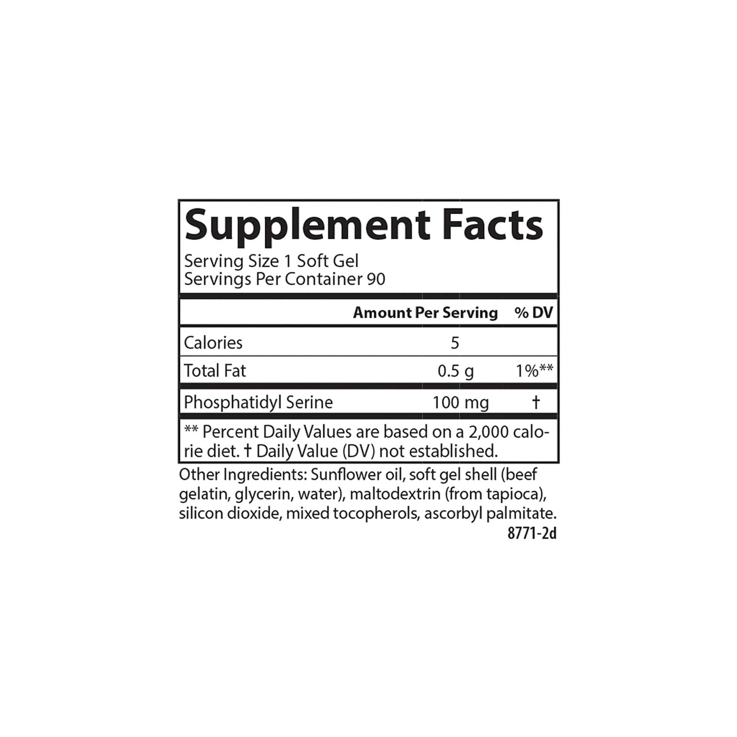 Carlson Phosphatidyl Serine 100 mg Softgels, 90 Count
