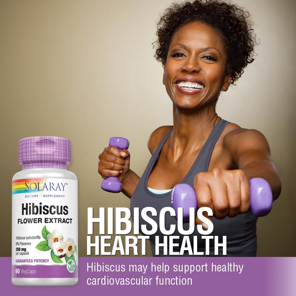 SOLARAY Hibiscus Flower Extract Sabdariffa Supplement - 250 mg, 60 Capsules