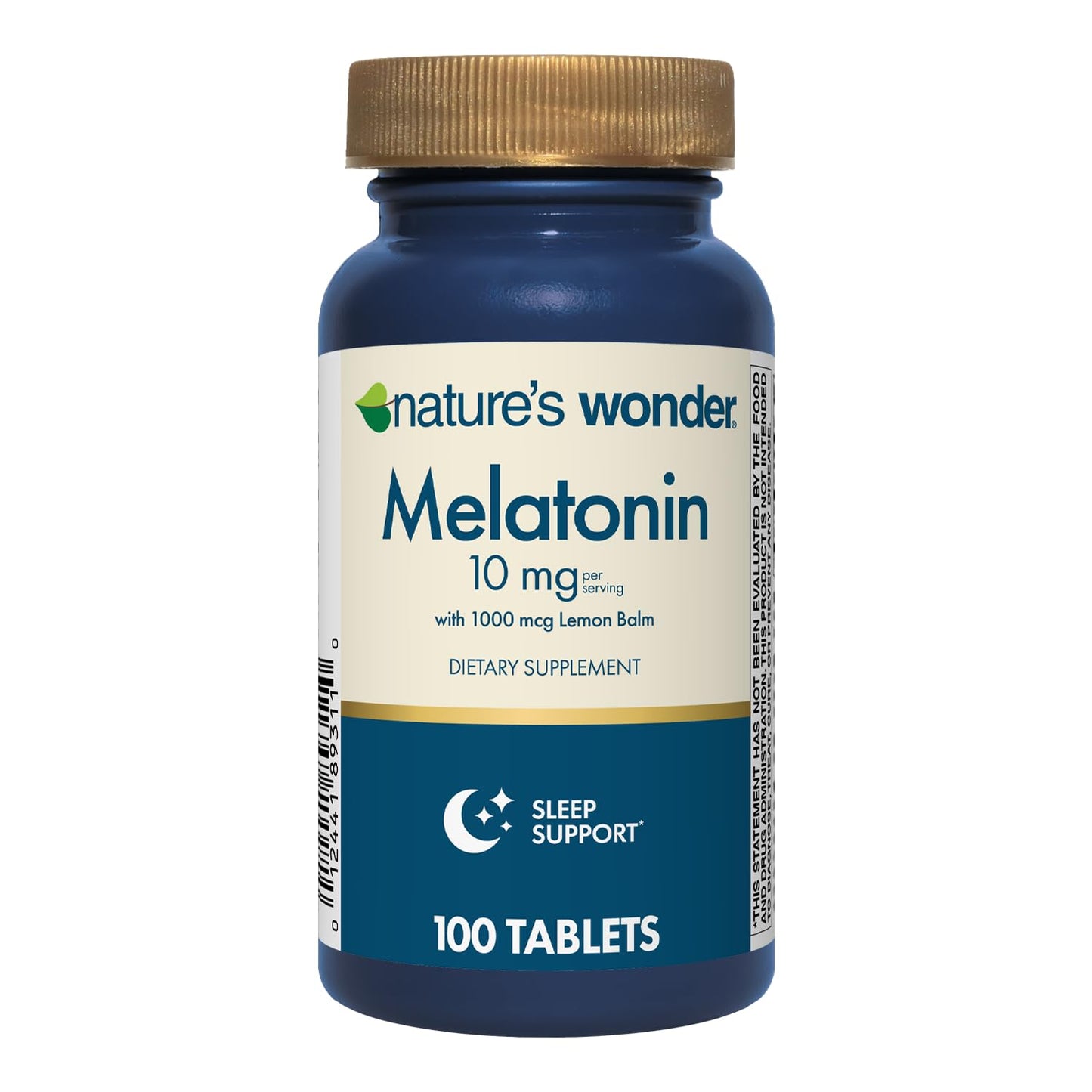 Nature's Wonder Drug-Free Melatonin 10 mg with Lemon Balm Tablets, 100 Count
