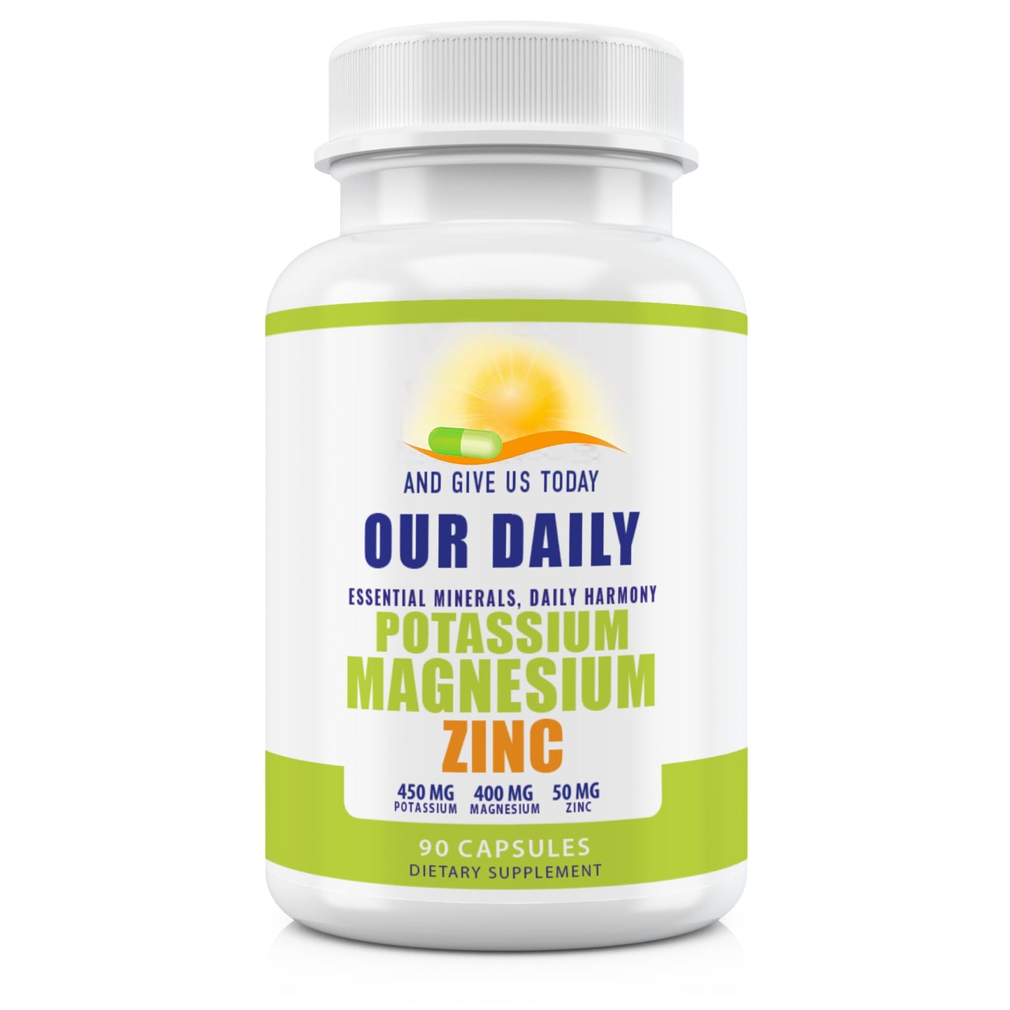 AND GIVE US TODAY OUR DAILY Potassium Magnesium + Zinc Supplement Capsules, 90 Capsules
