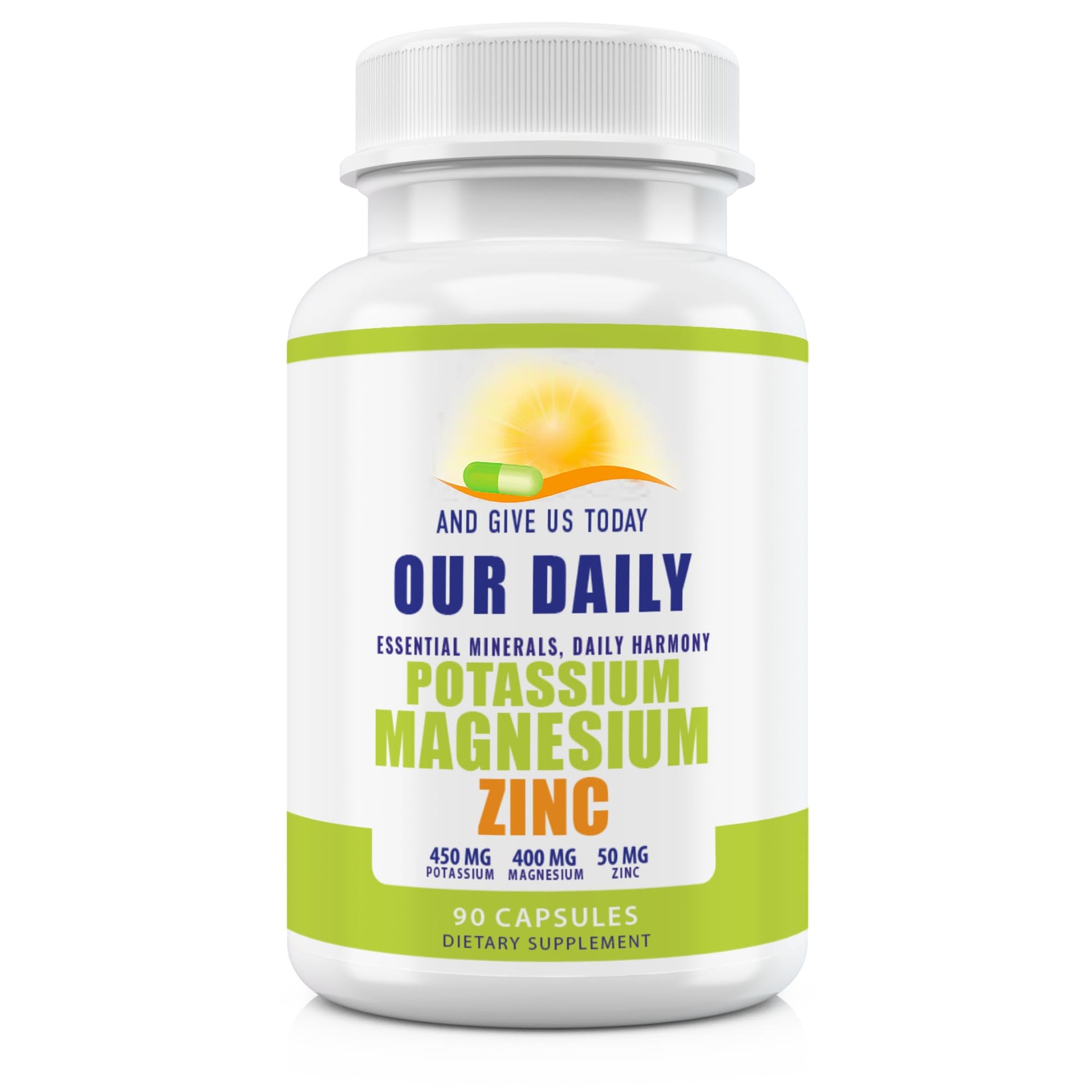 AND GIVE US TODAY OUR DAILY Potassium Magnesium + Zinc Supplement Capsules, 90 Capsules