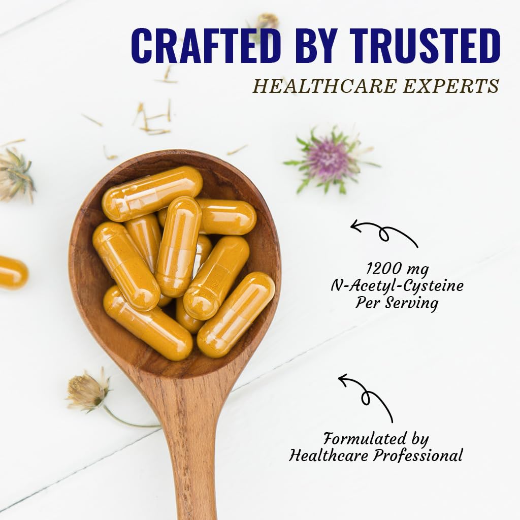 Vitamatic NAC Supplement N-Acetyl-L-Cysteine (NAC) with Milk Thistle 50:1 Extract, 120 Veg Capsules