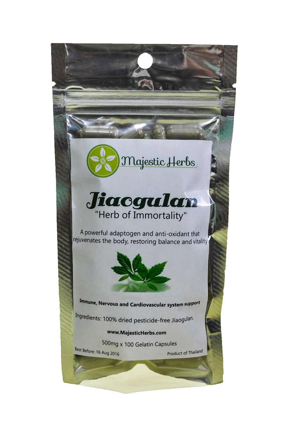 Majestic Herbs Jiaogulan 100 Capsules