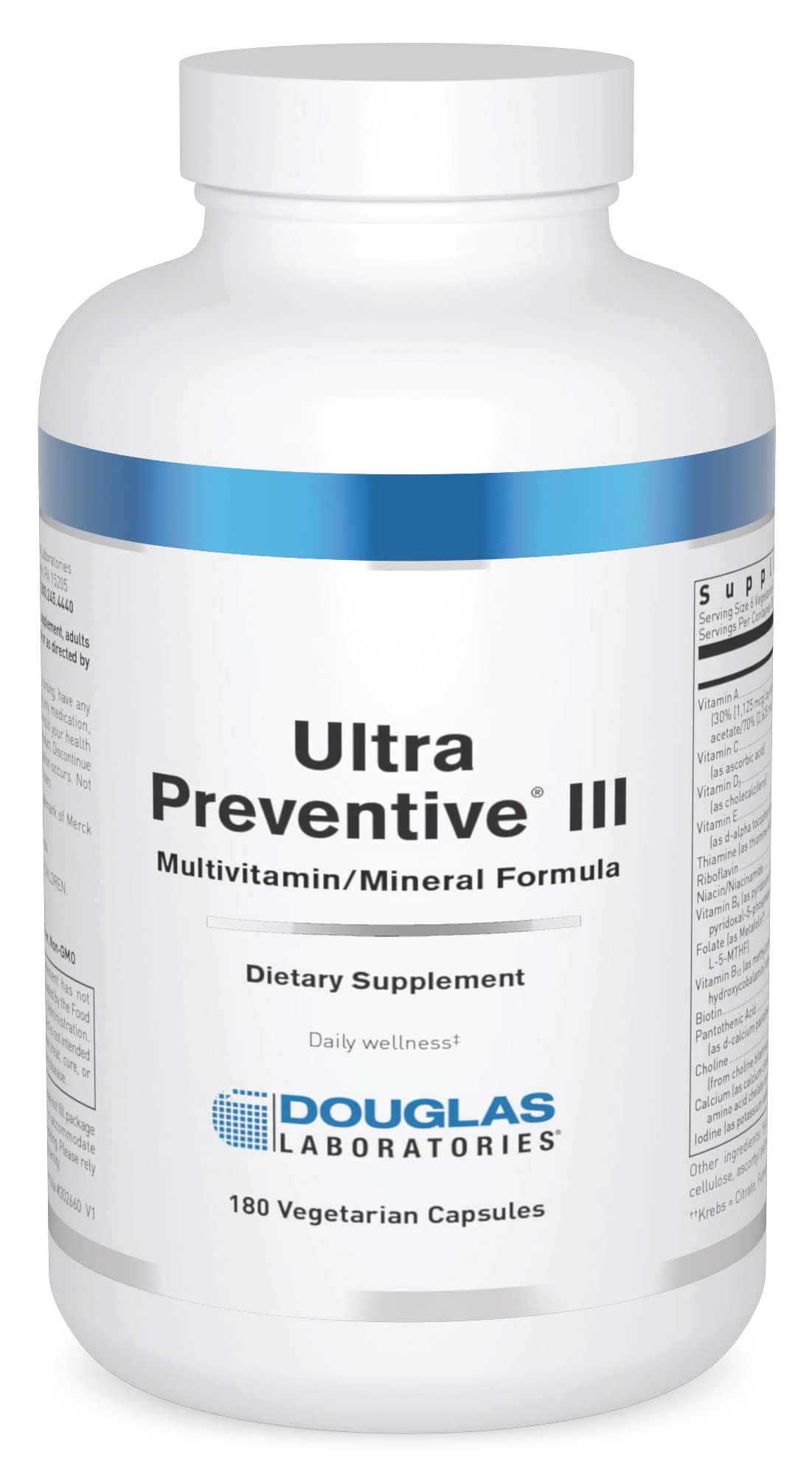 Douglas Laboratories Ultra Preventive III Comprehensive Multivitamin/Mineral Formula Capsules 180 Capsules