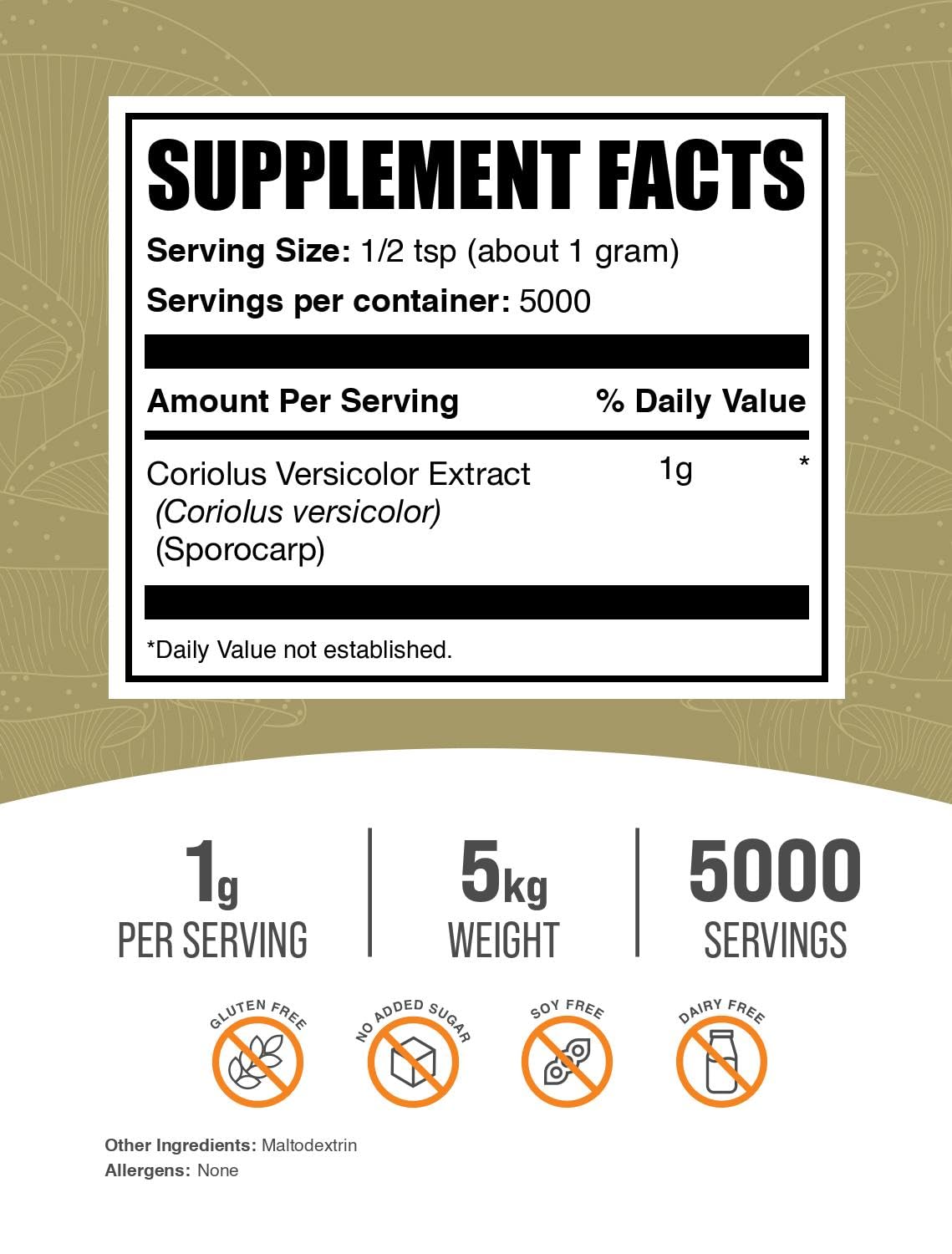 BulkSupplements Turkey Tail Mushroom Extract Powder 176.19