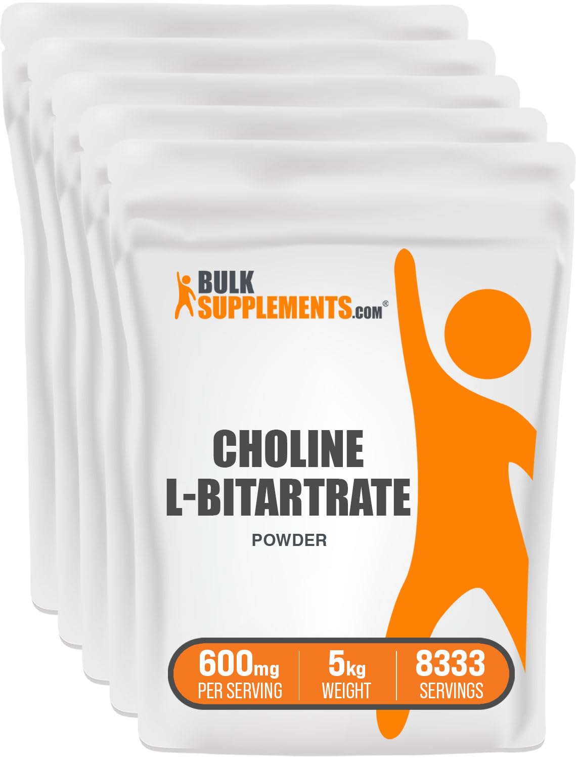 BulkSupplements Choline Bitartrate Powder 2.2 Pound Pack of 5