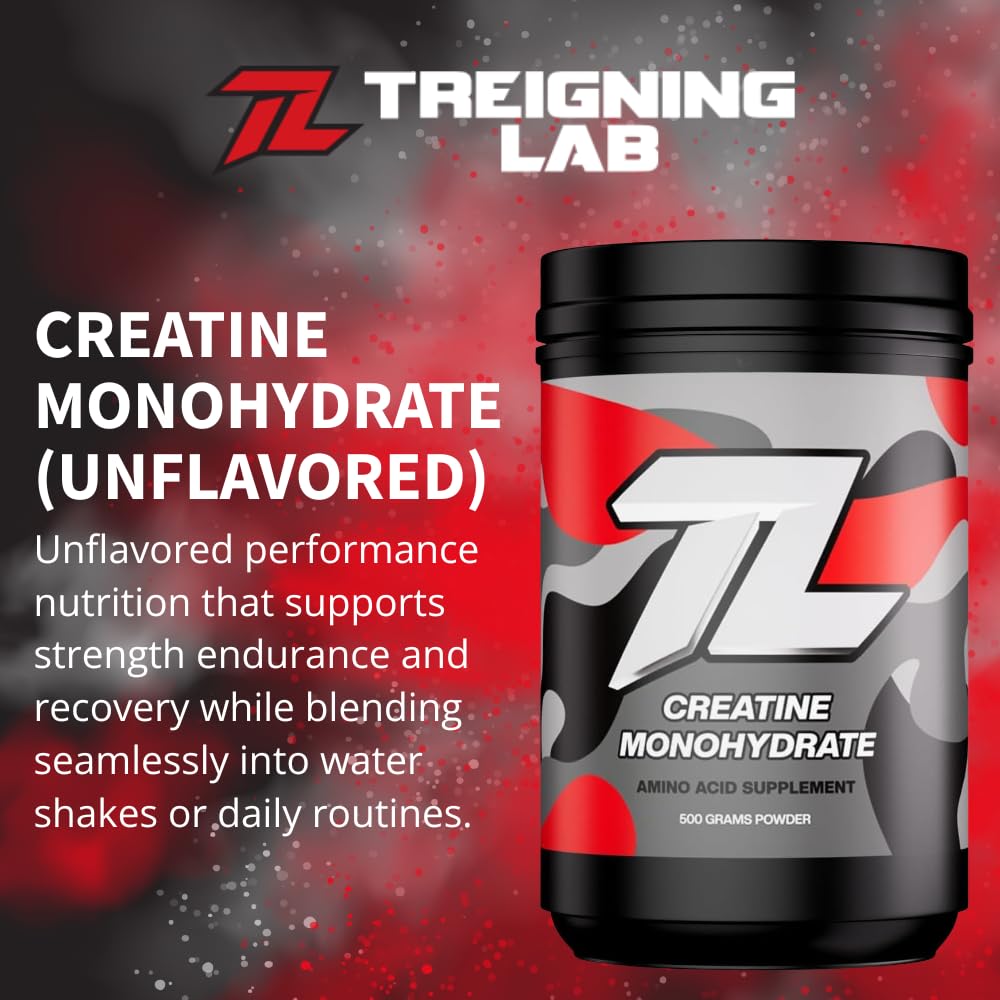 The Treigning Lab Creatine Monohydrate Micronized Powder, 1.1 Pound