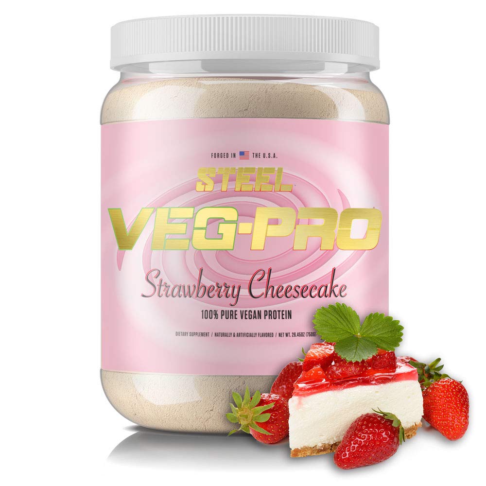 Steel Supplements Veg-PRO Vegan Protein Powder Strawberry Cheesecake, 26.4 oz