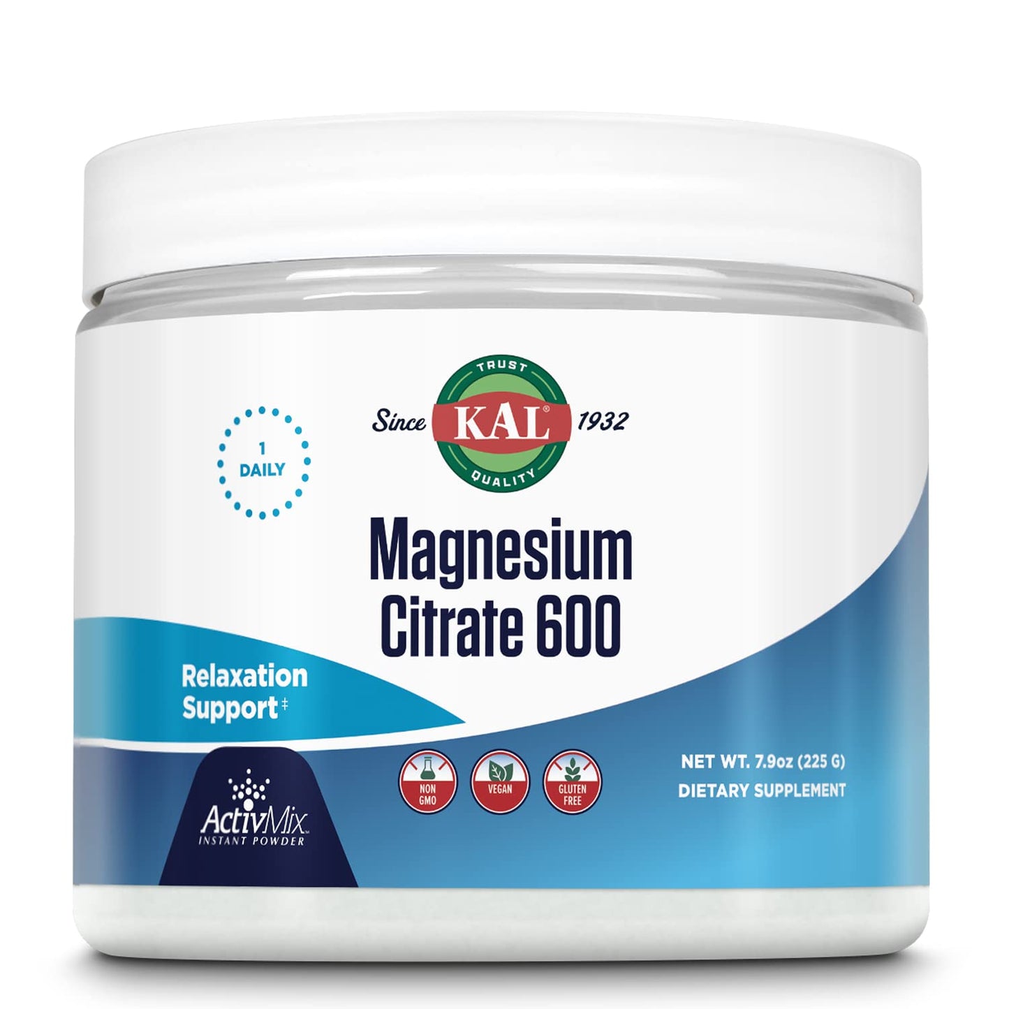 KAL Magnesium Citrate 600 mg ActivMix Instant Powder, 7.9 oz