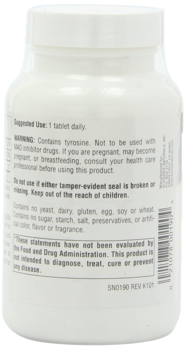 Source Naturals L-Tyrosine 500mg Free Form Amino Acid Tablets, 300 Tablets