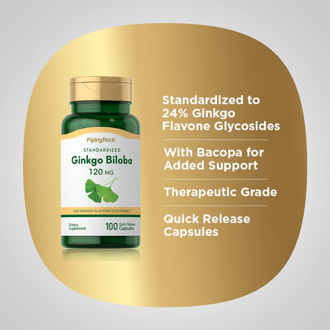 Piping Rock Ginkgo Biloba Supplements 120mg, 100 Capsules