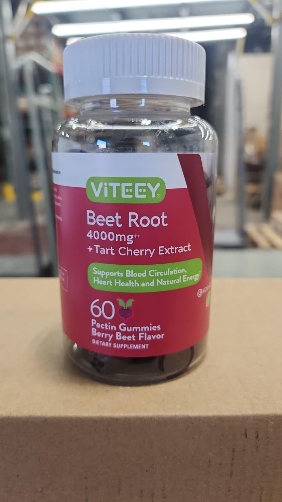 Viteey Beet Root Gummies 4000mg from 80mg of 50:1 Extract with Tart Cherry, Vegan, Gelatin Free, Gluten Free, 120 Gummies