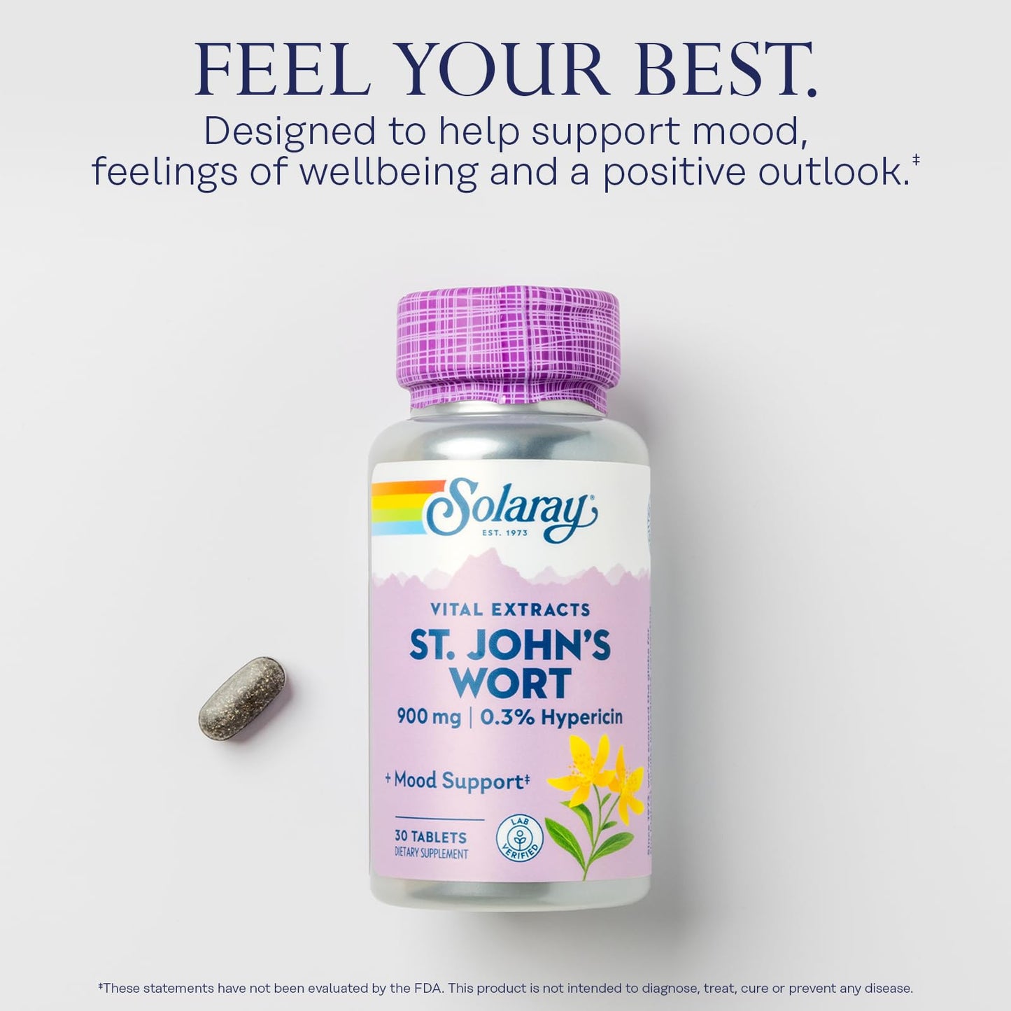 Solaray St John's Wort 900 mg Capsule, 30 Tablets