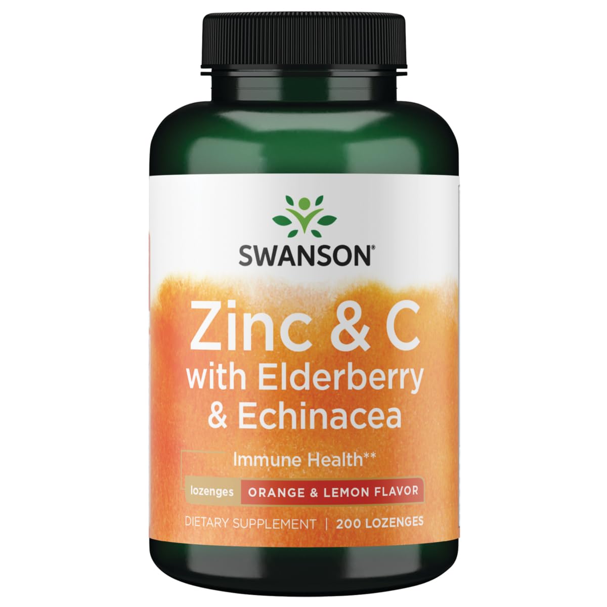 Swanson Premium Brand Zinc & C Lozenges with Elderberry & Echinacea, Orange & Lemon Flavor, Chewable, 200