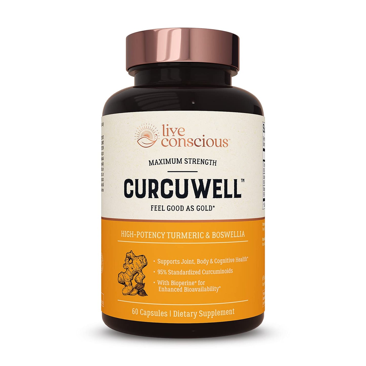 Live Conscious CurcuWell Curcumin and Boswellia Blend Capsule 60 Count