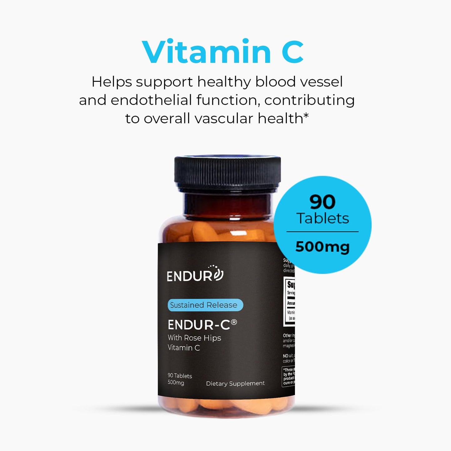 Endurance Products ENDUR-C Vitamin C with Rose Hips 500mg Tablet, 1 Count