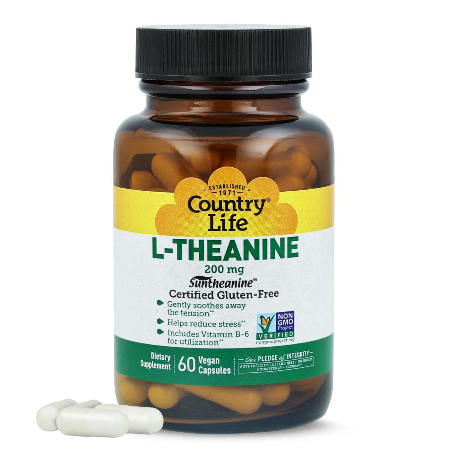 Country Life Suntheanine L-Theanine Capsules, 60 Count