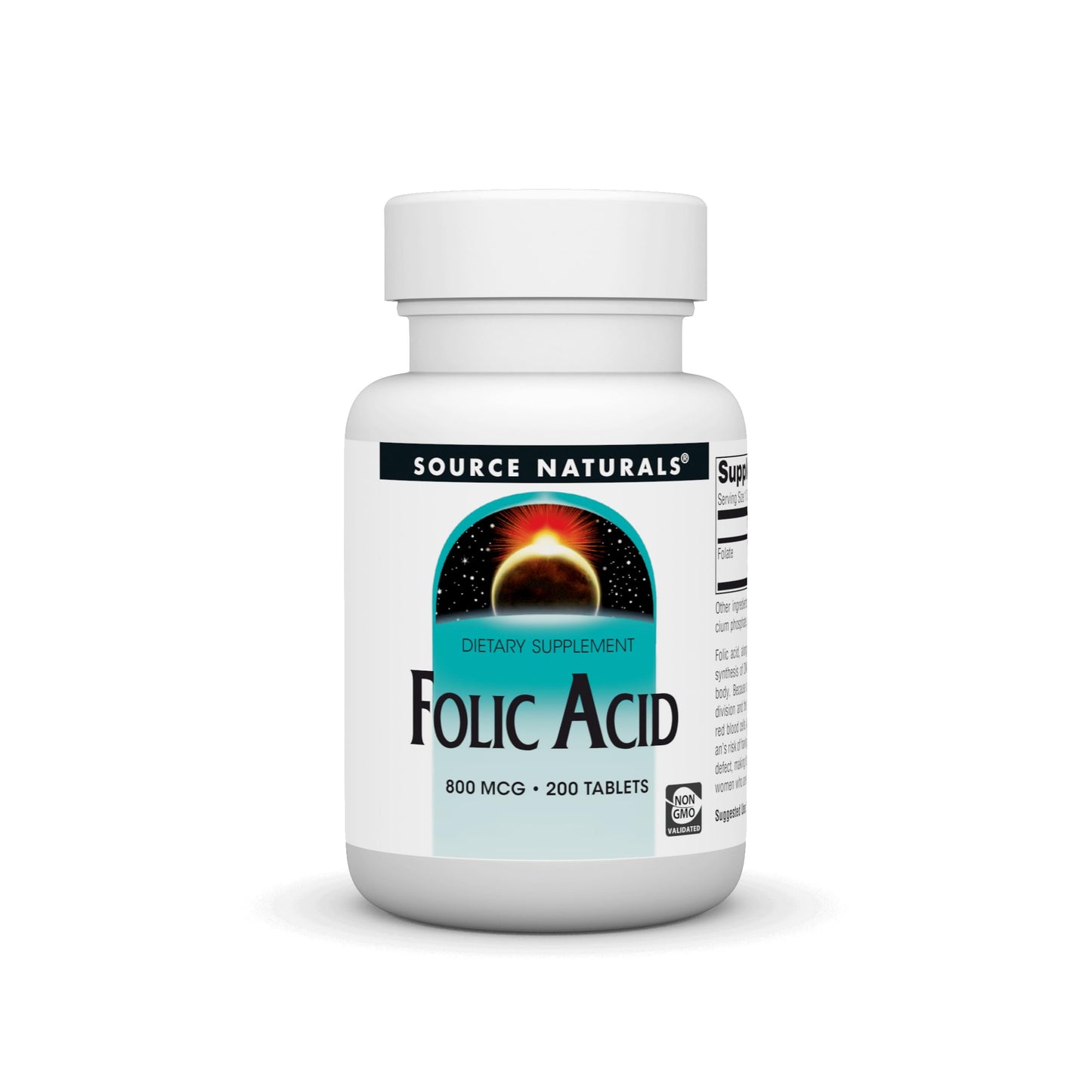 Source Naturals Folic Acid 800mcg Tablet, 200 Count