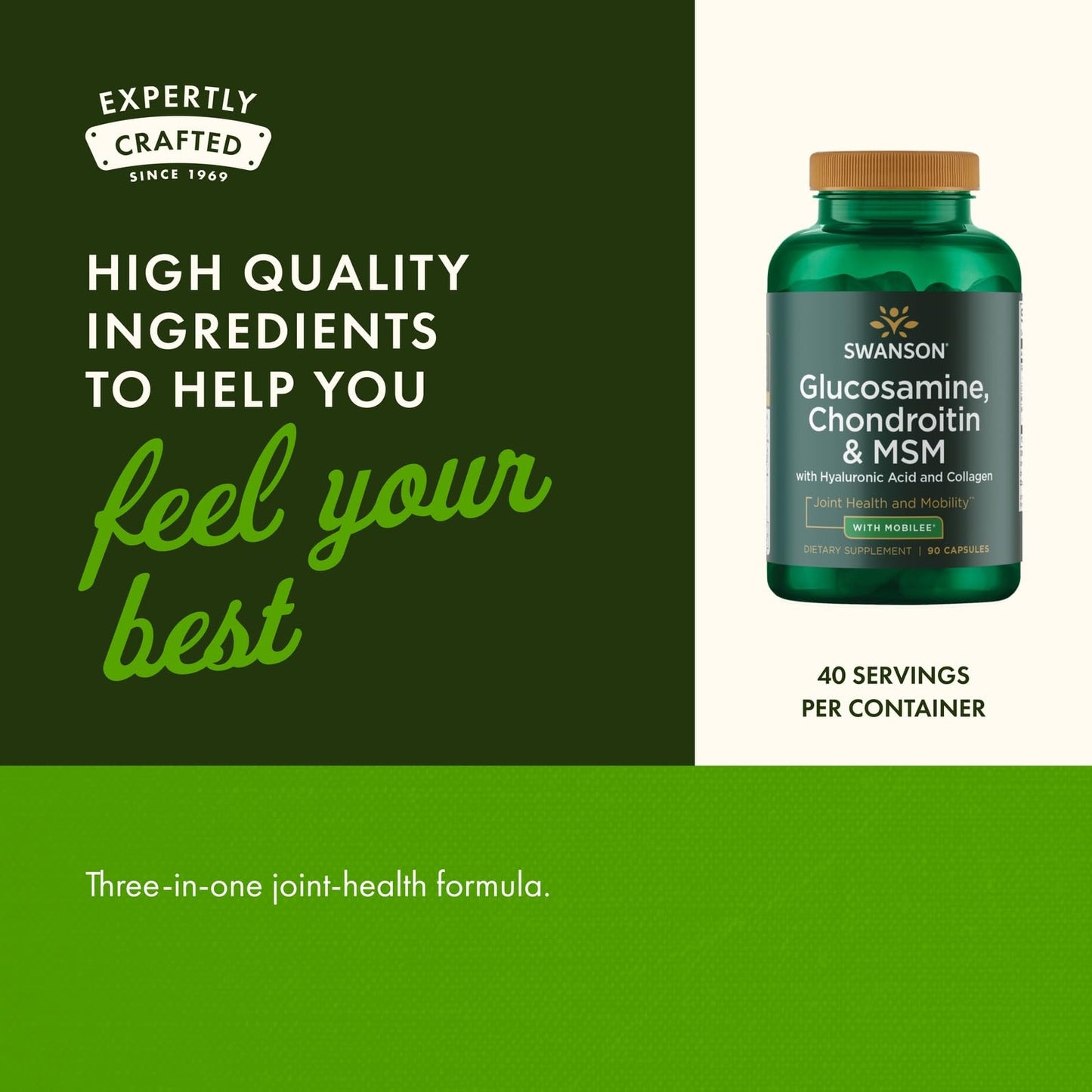Swanson Glucosamine Chondroitin & MSM with Hyal-Joint 90 Capsules