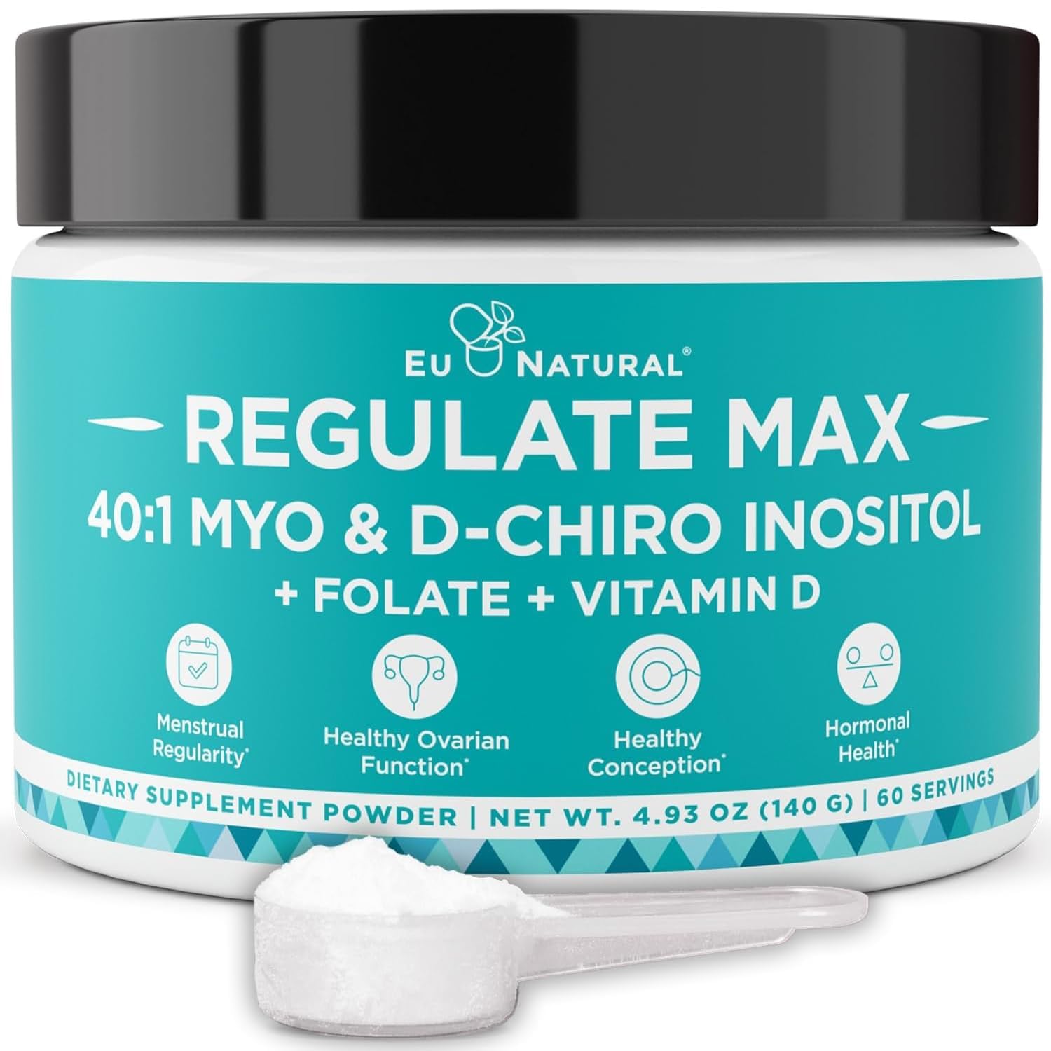 Eu Natural Inositol Powder, Myo & D-Chiro Inositol 40:1 for Women, 60 Servings