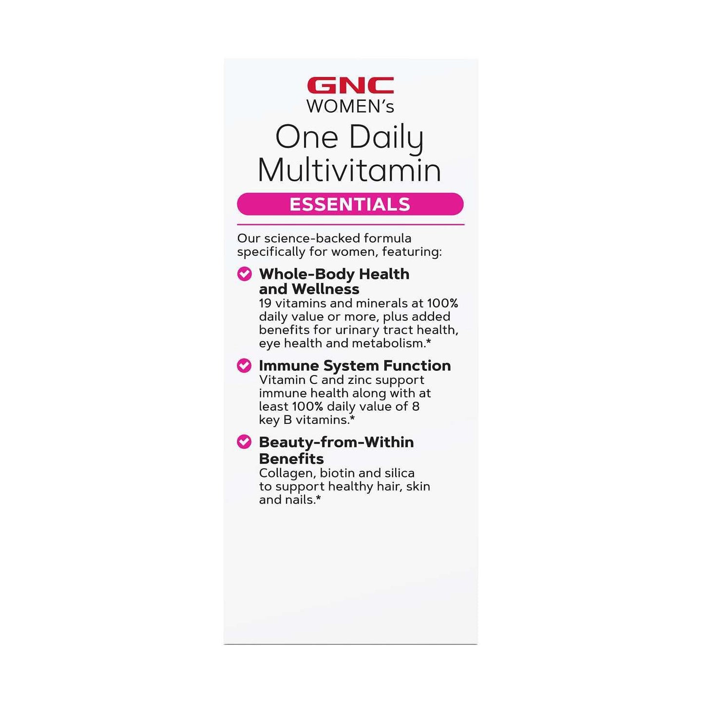 GNC Women's One Daily Multivitamin Essentials Caplets, 60 Count