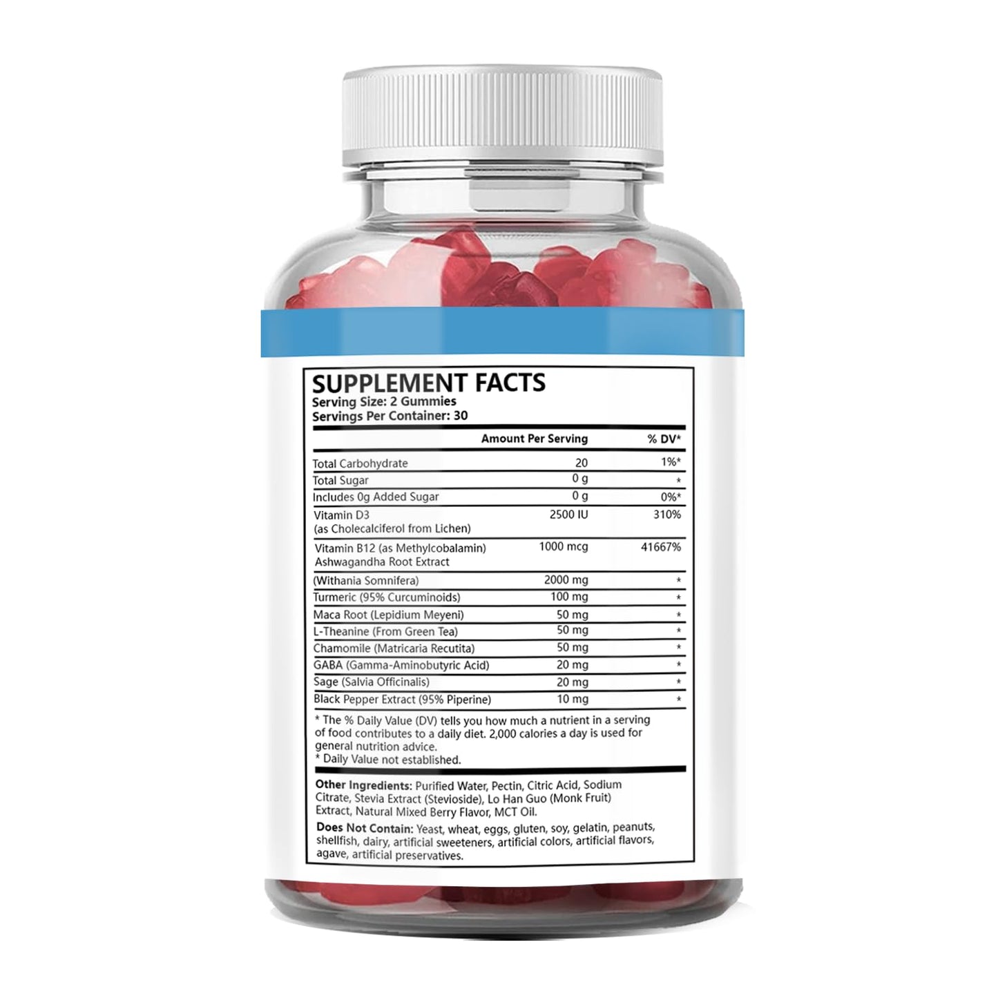 BEVIX Ashwagandha Gummies with Vitamin D Chewable 60 Count
