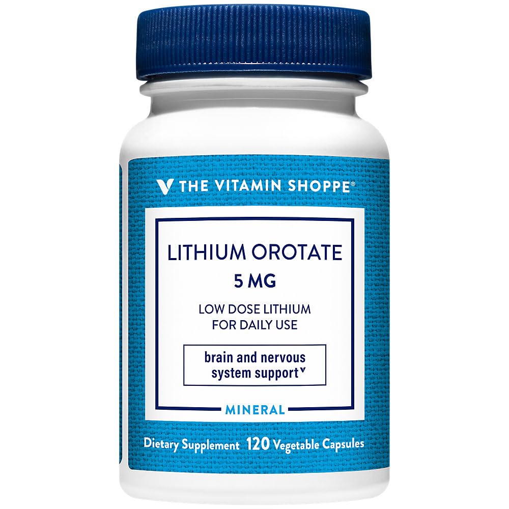 The Vitamin Shoppe Lithium Orotate Brain Nervous System Support Vegetarian Capsules 120 Count