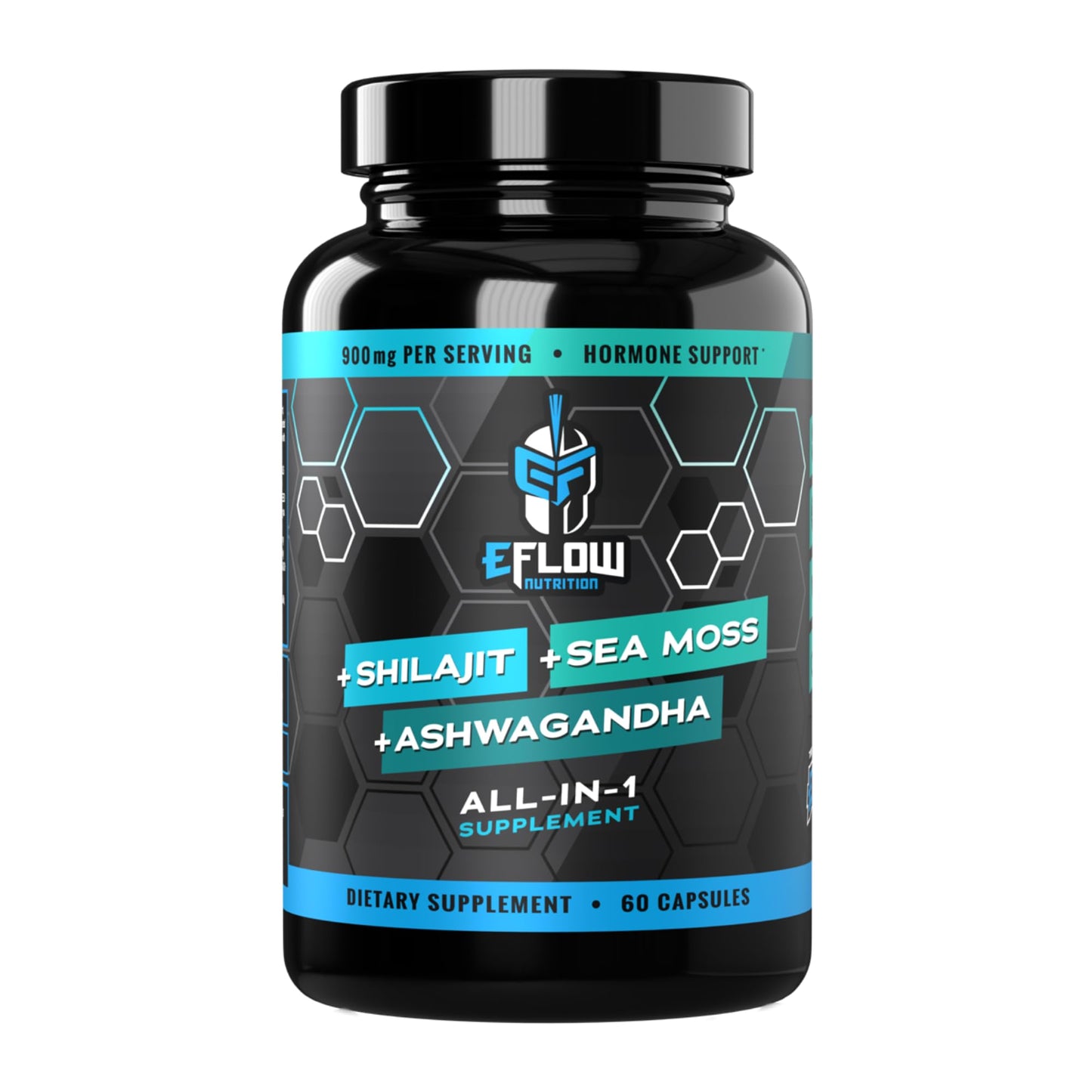 eFlow Nutrition Shilajit Capsules with Ashwagandha, Sea Moss & Trace Minerals, 60 Capsules