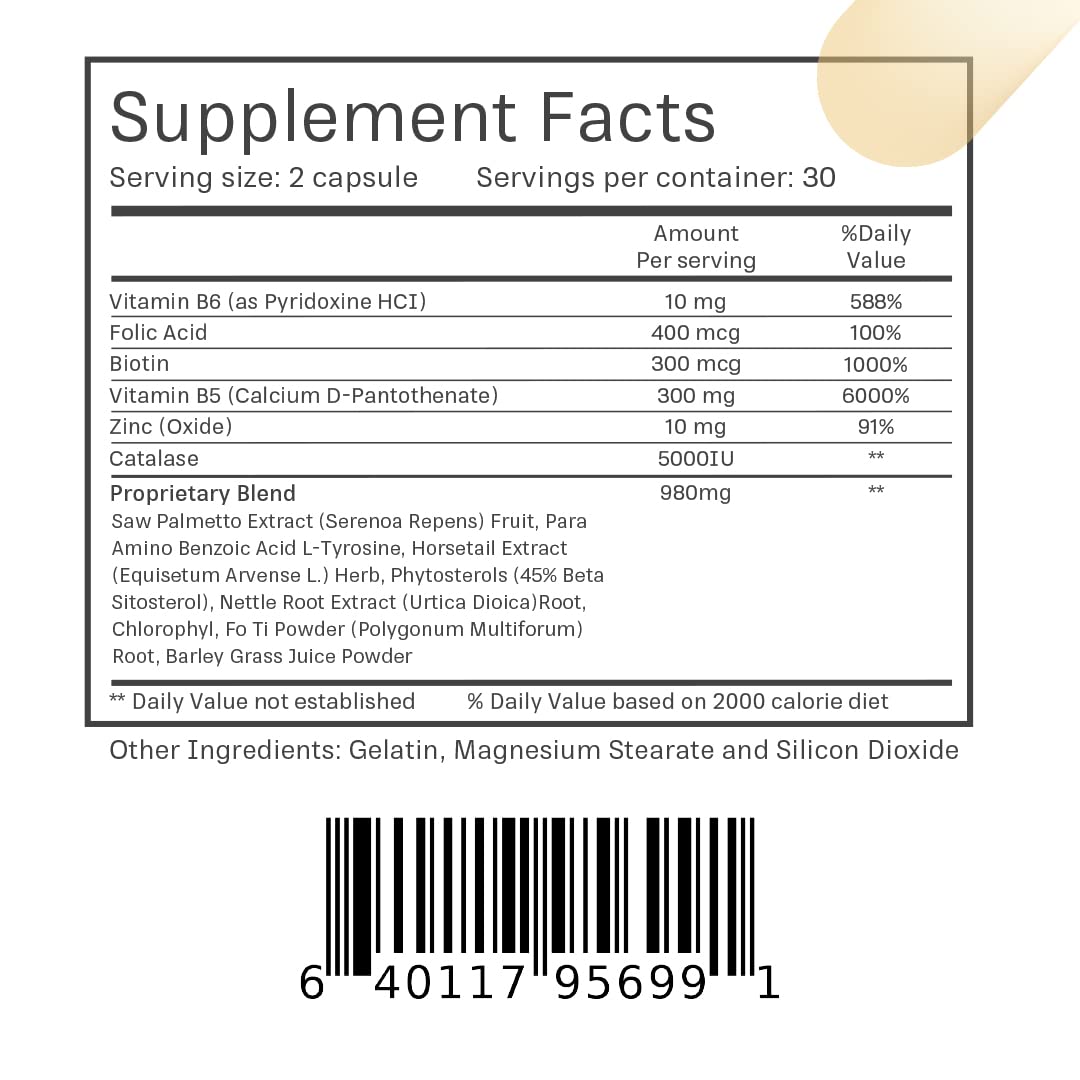 sspjoi Hair Growth Supplement 250 mg - Anti-Grey Supplement for Men and Women with Folic Acid, B-Vitamins & Biotin - Supports Grey Hair Change and Promotes Strong Healthy Hair Capsule 60