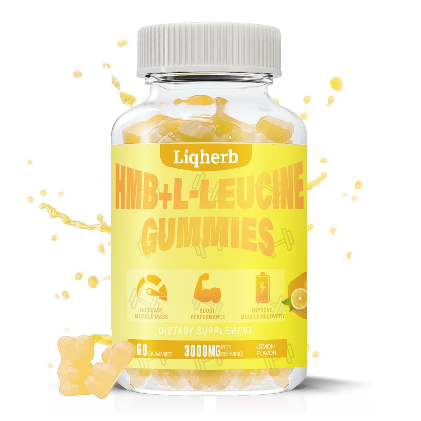 Liqherb HMB and Leucine Gummies with 3000mg HMB and L-Leucine, 120 Gummies