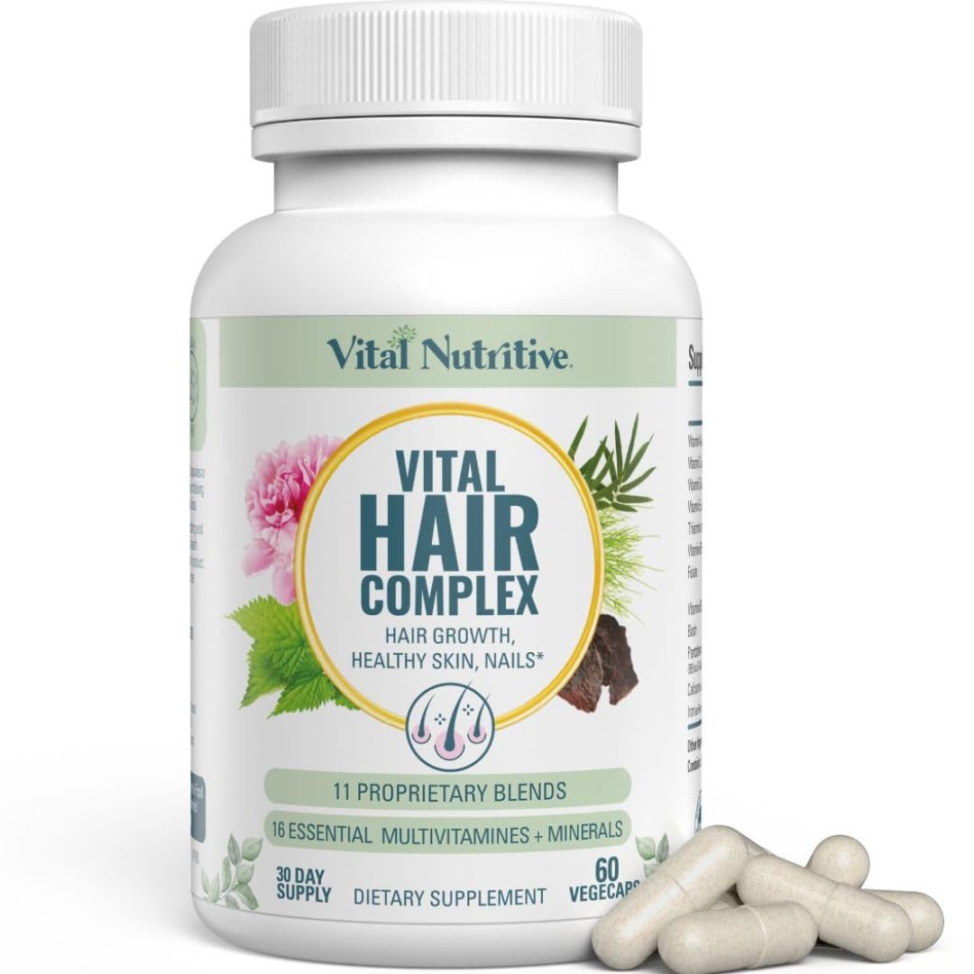 VITAL NUTRITIVE Vital Hair Complex Biotin & Vitamin B Hair Vitamins Capsules, 60 Count