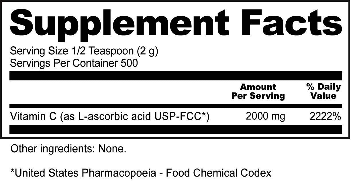 NutriBiotic Ascorbic Acid Crystalline Powder 2000 mg Vitamin C, 35.2 oz