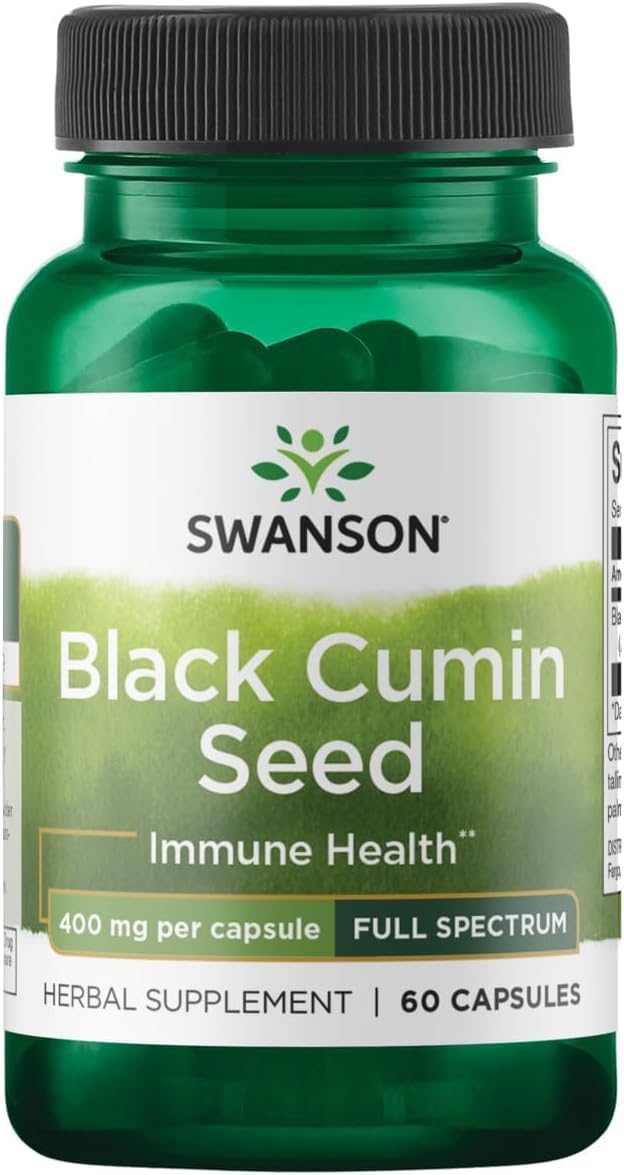 Swanson Full Spectrum Black Cumin Seed 400 Milligrams Capsules, 60 Count