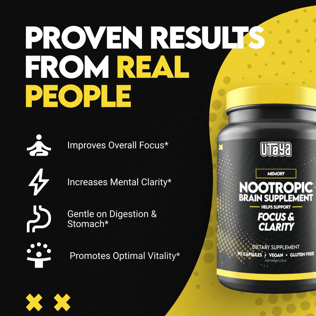 UTOYA Nootropics Brain Support Supplement Capsules, 90 Count