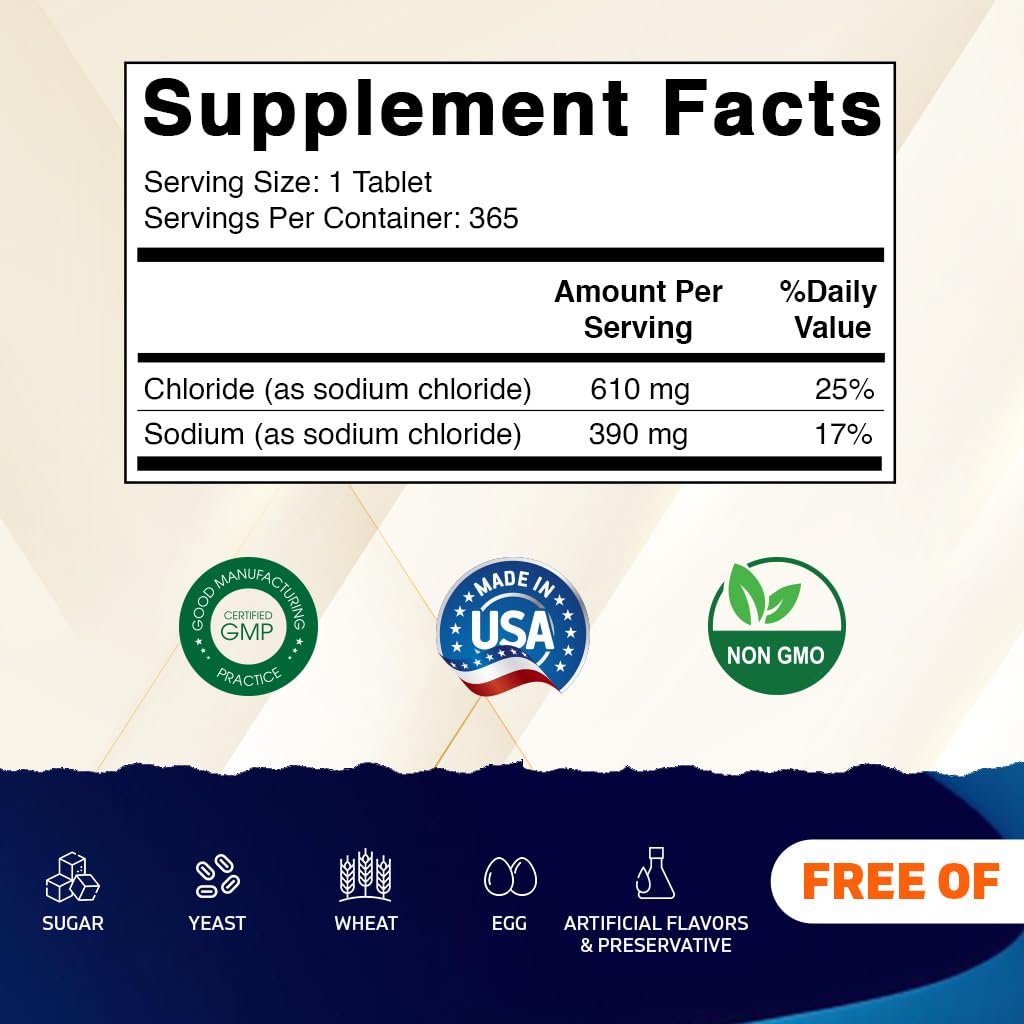 Vitamatic Sodium Chloride 1000mg, 365 Tablets