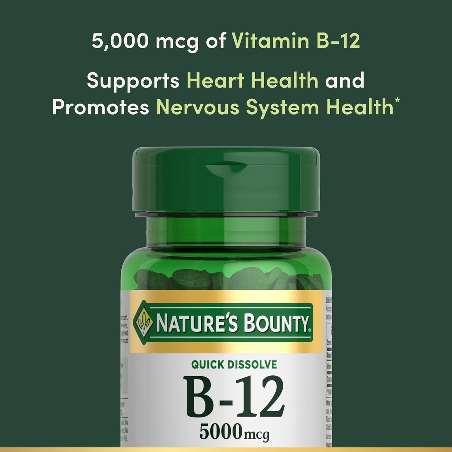 Nature's Bounty Vitamin B-12 5000 mcg Tablets, 120 Count