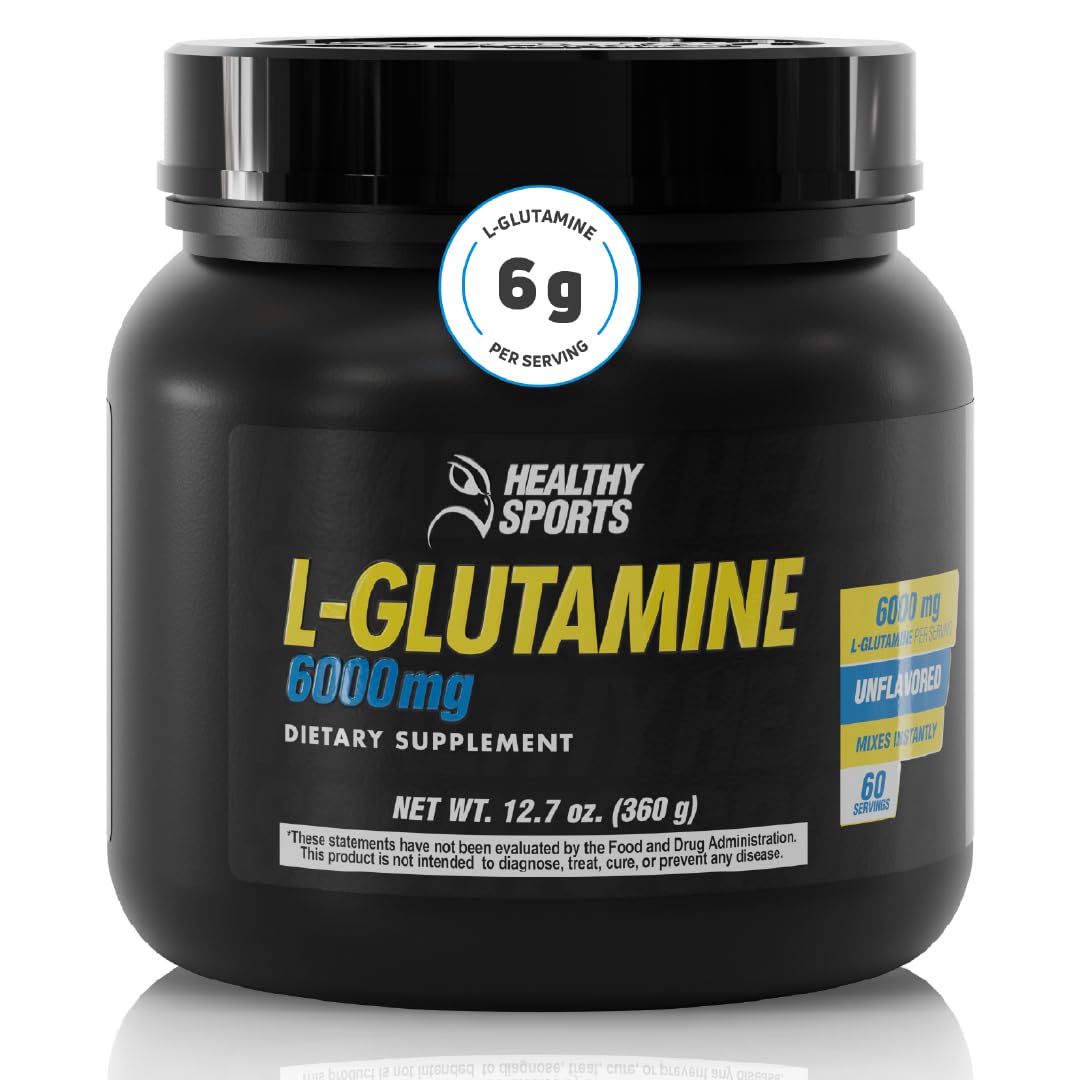 HEALTHY SPORTS L-Glutamine Powder 6000mg Recovery Gut Health 60 Servings, 1 Ounce, 1 Pack