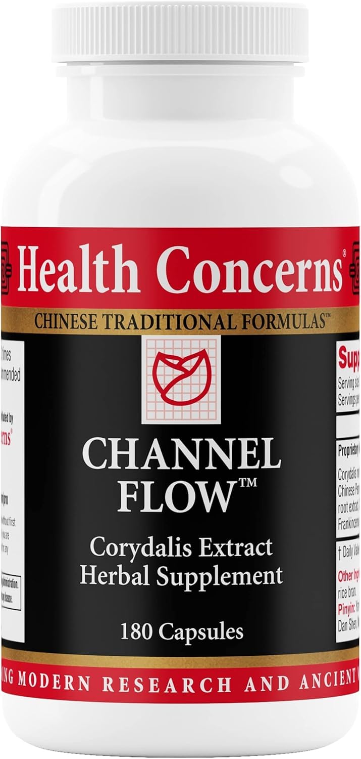 Health Concerns Channel Flow – Muscle Relaxation & Pain Support Supplement – Corydalis Root Extract – Chinese Herbal Formula for Headaches, Joint & Menstrual Discomfort 180 Capsules