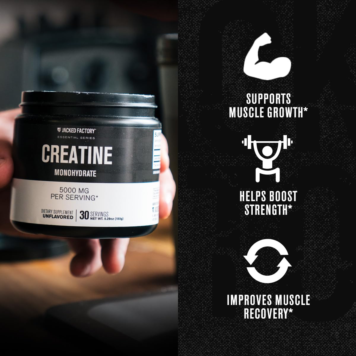 Jacked Factory Nitrosurge Pre Workout Supplement & Creatine Monohydrate Powder, 14.17