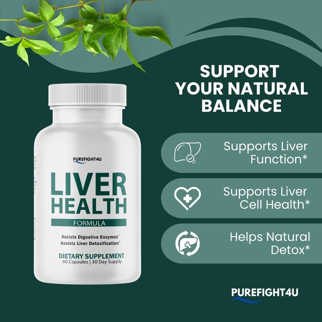 PureFight4U Liver Health Herbal Liver Support Supplement Capsule, 60 Capsules