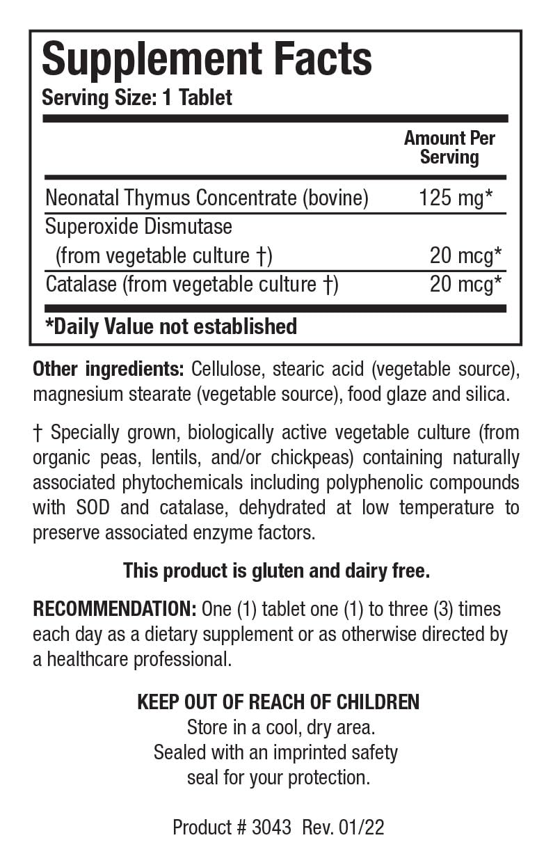BIOTICS RESEARCH Cytozyme Thy Neonatal Thymus Concentrate Tablet 180 Tablets